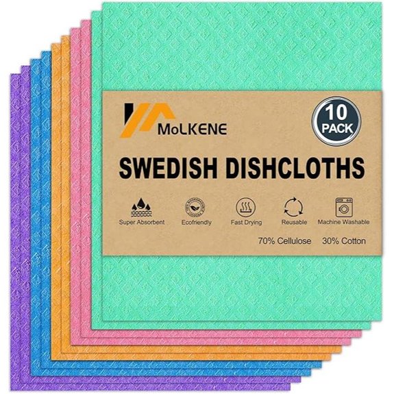 Swedish Dish Cloths: 10 Pack Ultra Absorbent Towels