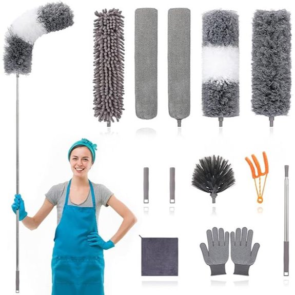 12pc Microfiber Dusters with Extendable Pole