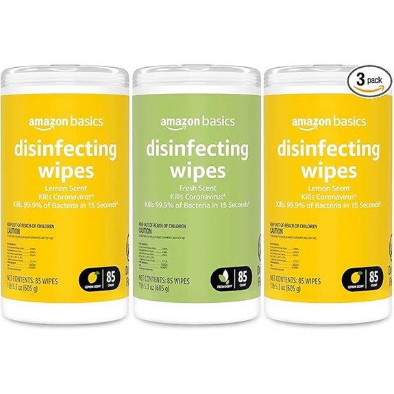 Amazon Basics Disinfecting Wipes – Lemon Scent (255 Count)