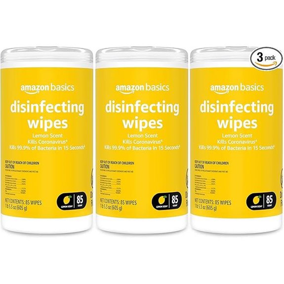 Amazon Basics Lemon Disinfecting Wipes (255 Count)