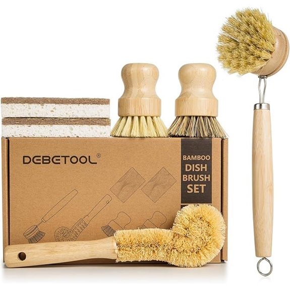 Bamboo Dish Brush Set with Coconut Sponge