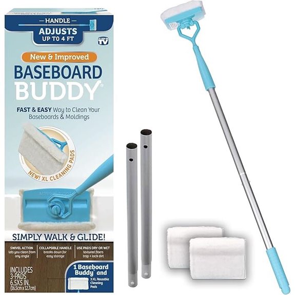 Baseboard Buddy: Lightweight Baseboard Cleaning Kit (1-3 Reusable Pads)