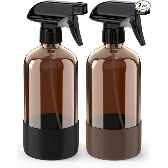 Glass Spray Bottle with Silicone Sleeve (2 Pack)