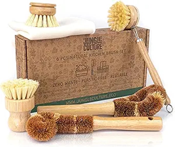 Jungle Culture Natural Dish Brushes Kitchen Cleaning Set